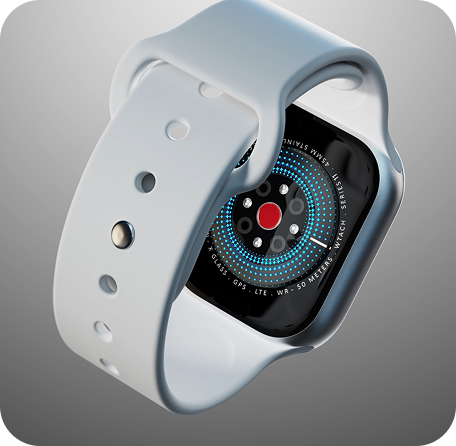 A smartwatch with the Biozen sensor built into its caseback